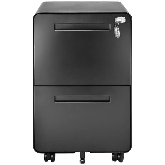 2-Drawer Mobile Steel Pedestal File Cabinet with Lock - (Gen 2)
