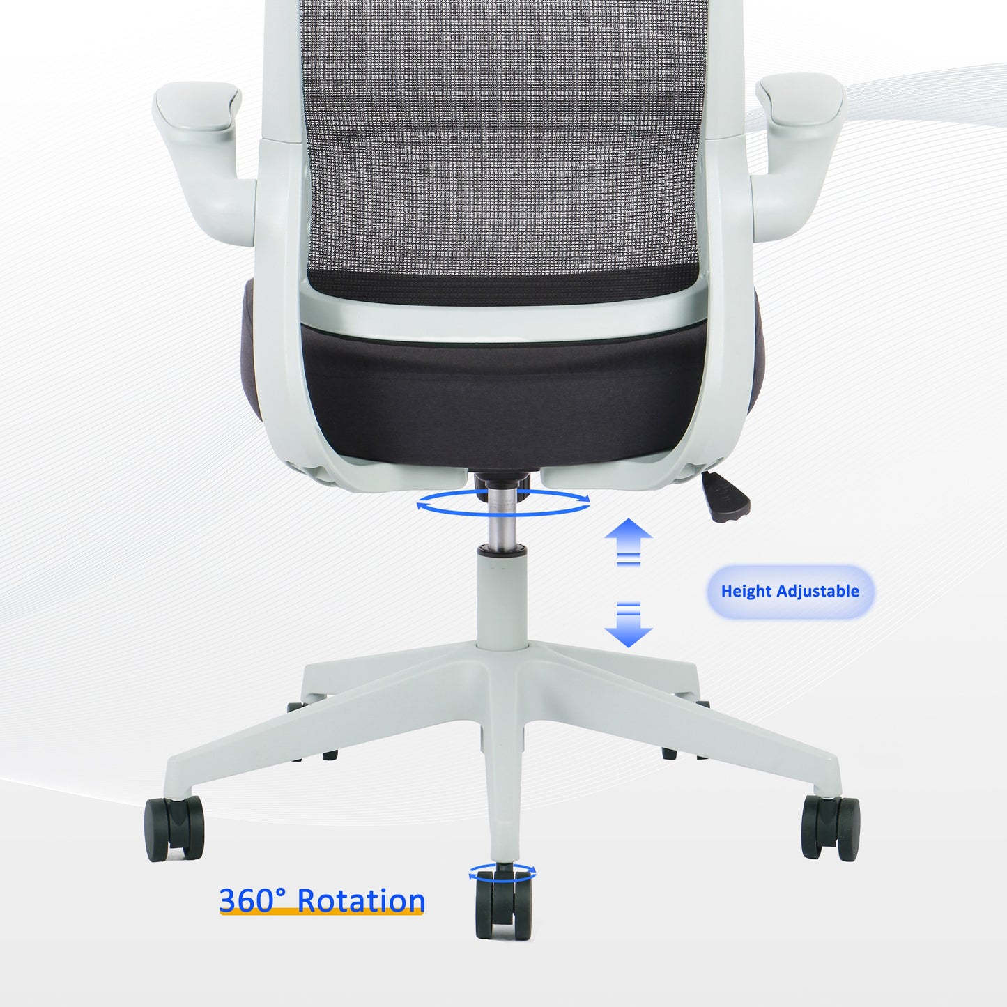 Chic Ergonomic High-Back Mesh Office Chair with Flip-Up Arms - Black