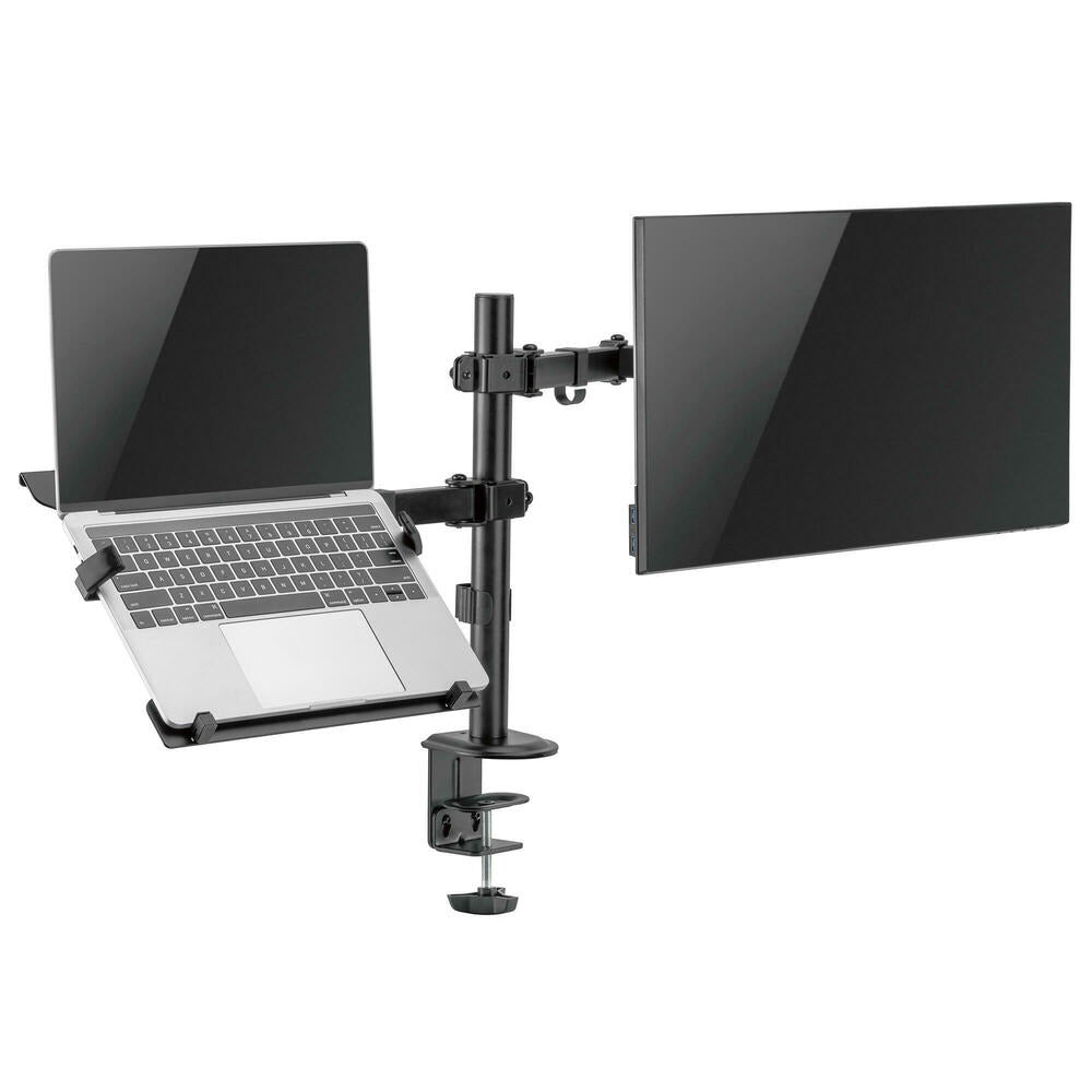 Monitor and Laptop Mount - Single Monitor Arm with Laptop Tray for 17" to 32" Screens