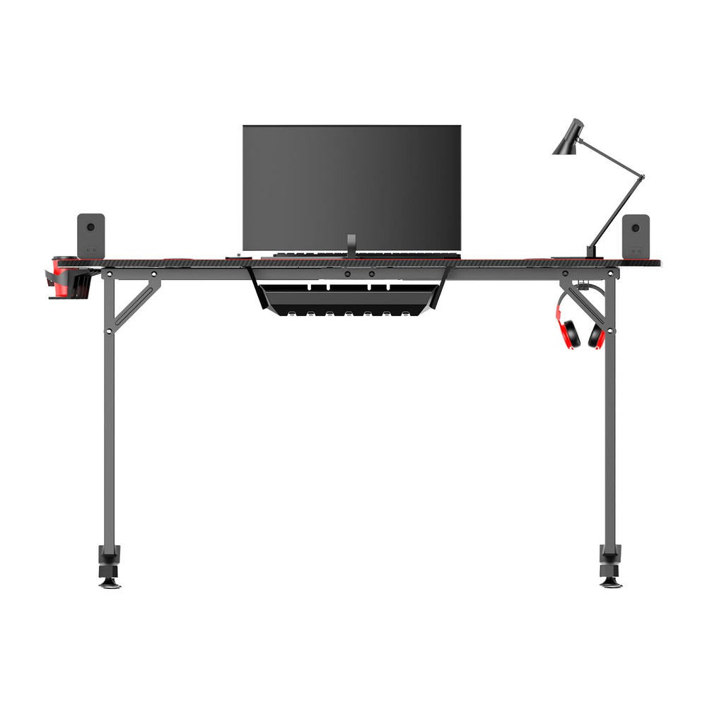 Ergonomic T-Shaped 55" PC Gaming Desk with Full Cover Mousepad - Black