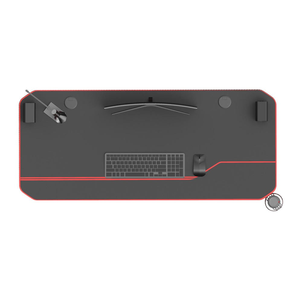 Ergonomic T-Shaped 55" PC Gaming Desk with Full Cover Mousepad - Black