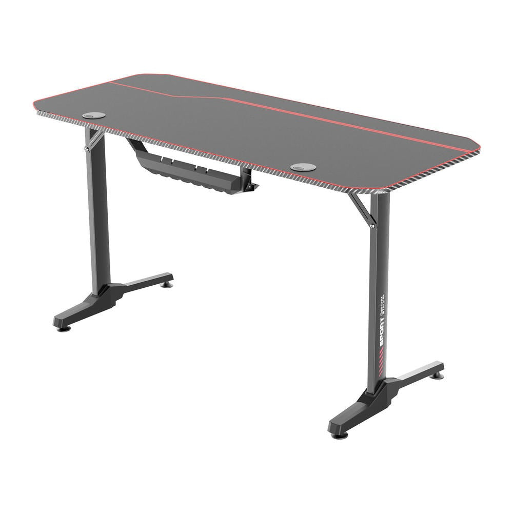 Ergonomic T-Shaped 55" PC Gaming Desk with Full Cover Mousepad - Black