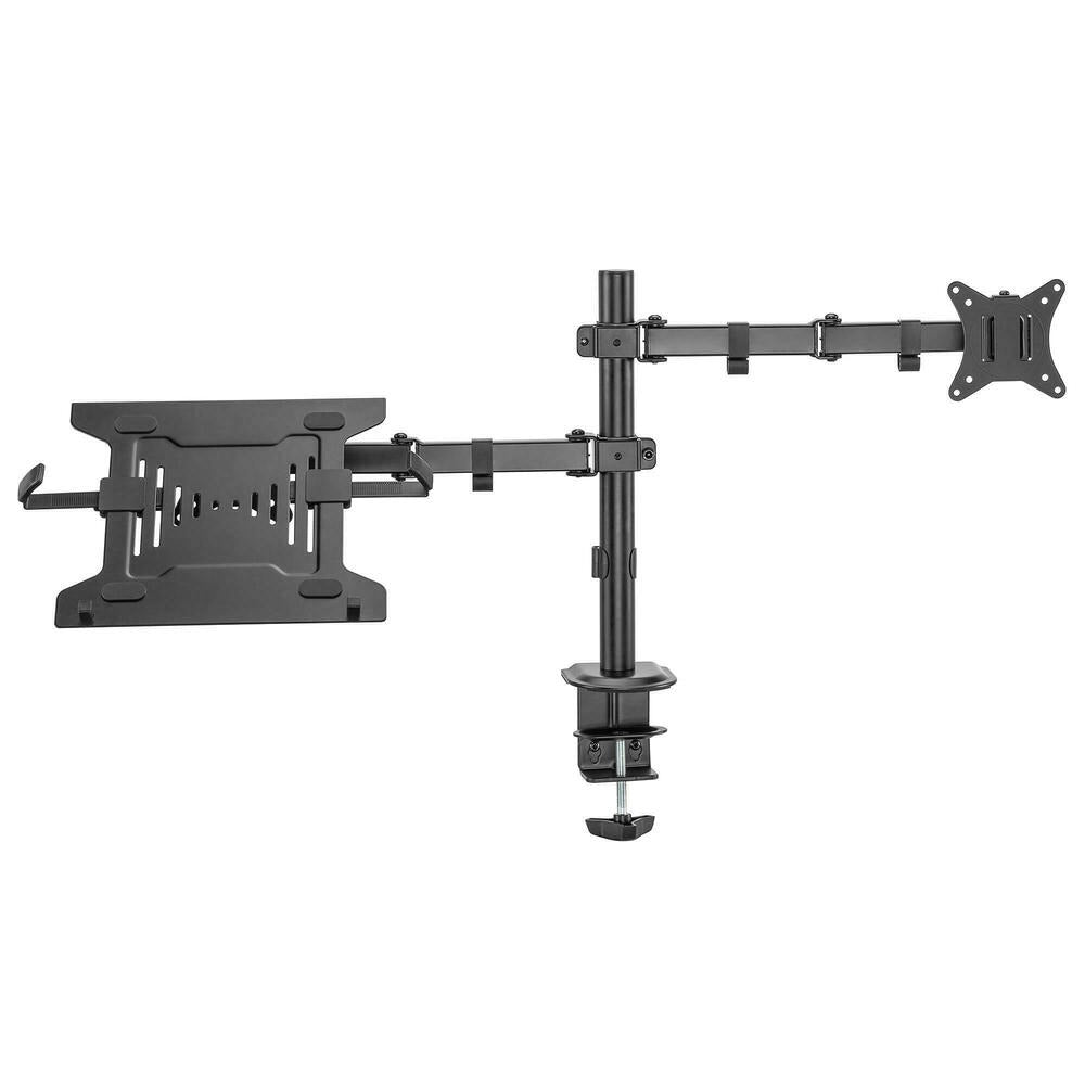 Monitor and Laptop Mount - Single Monitor Arm with Laptop Tray for 17" to 32" Screens