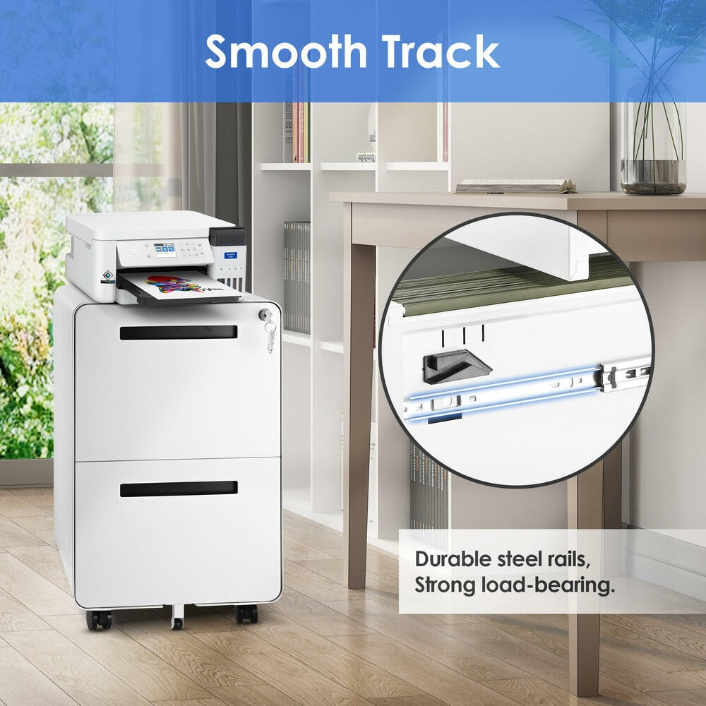 2-Drawer Mobile Steel Pedestal File Cabinet with Lock - (Gen 2)