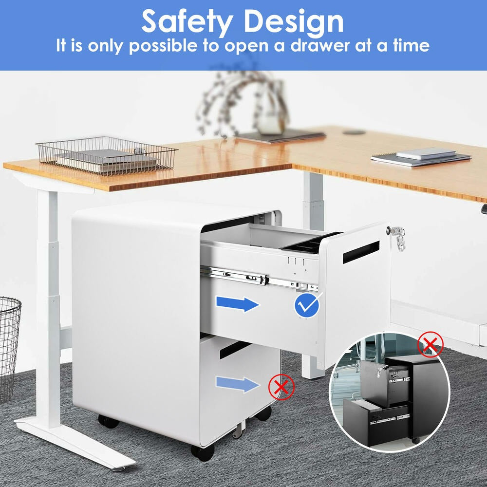 2-Drawer Mobile Steel Pedestal File Cabinet with Lock - (Gen 2)