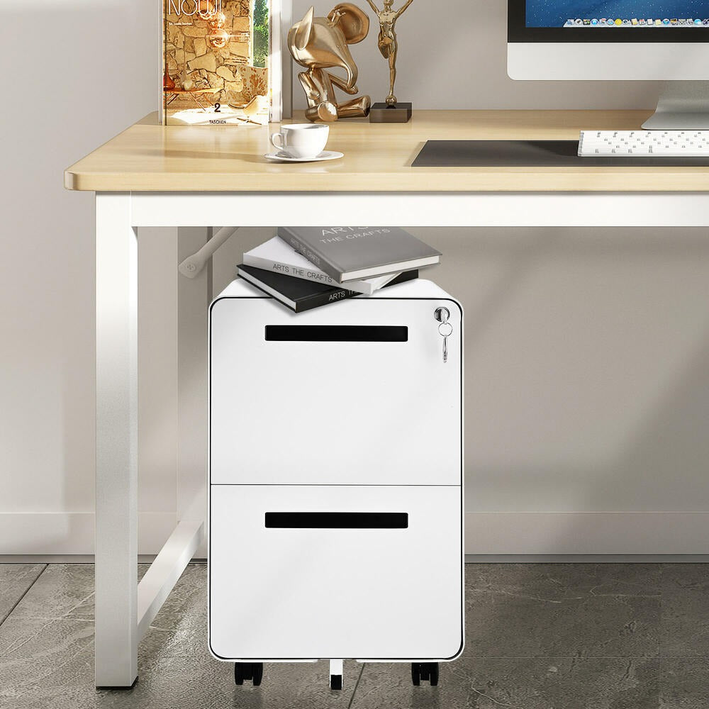 2-Drawer Mobile Steel Pedestal File Cabinet with Lock - (Gen 2)