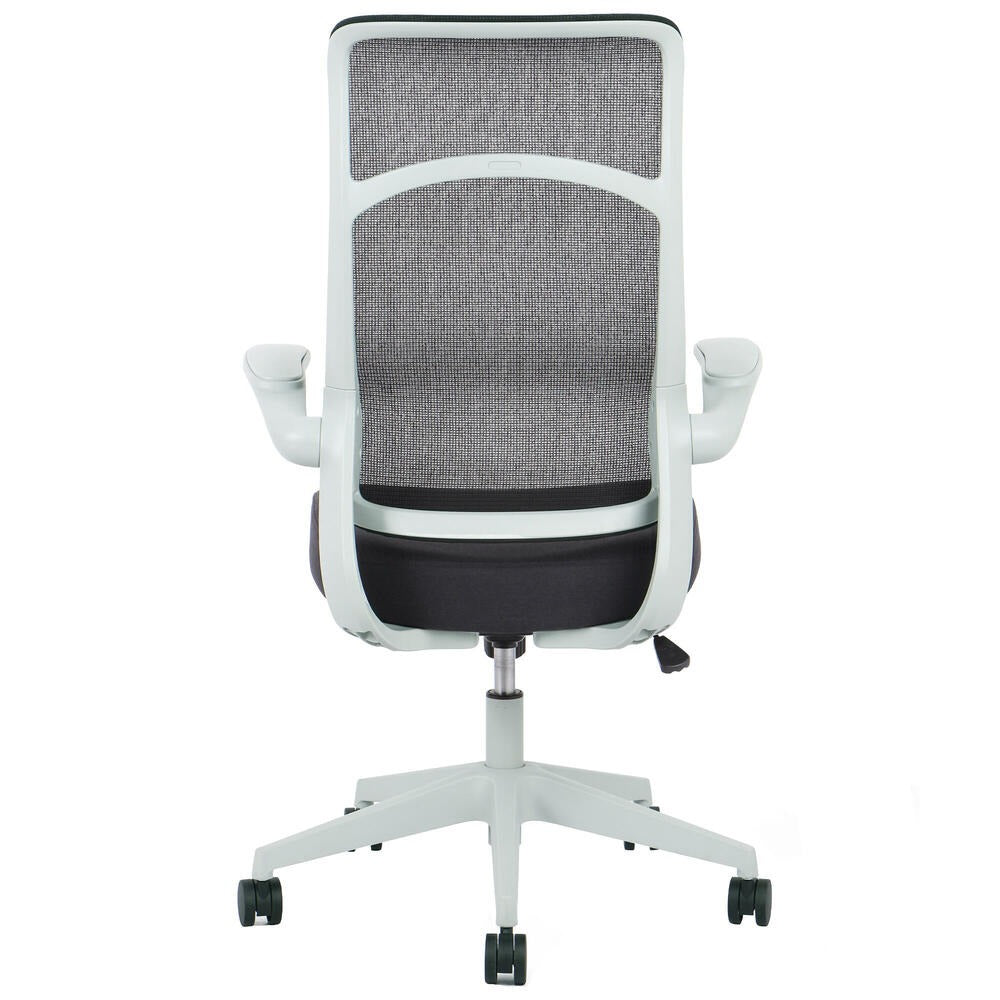 Chic Ergonomic High-Back Mesh Office Chair with Flip-Up Arms - Black