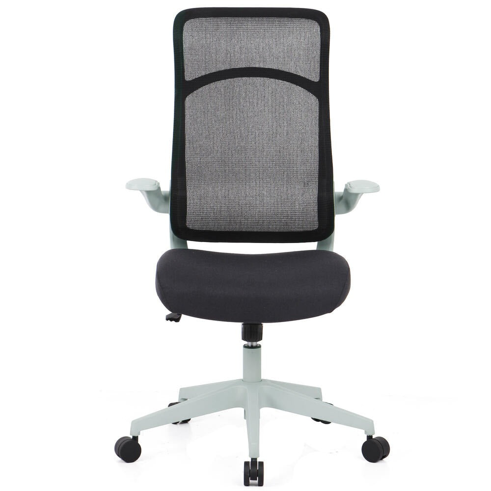Chic Ergonomic High-Back Mesh Office Chair with Flip-Up Arms - Black