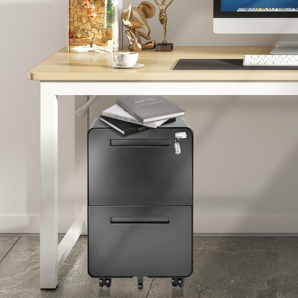 2-Drawer Mobile Steel Pedestal File Cabinet with Lock - (Gen 2)