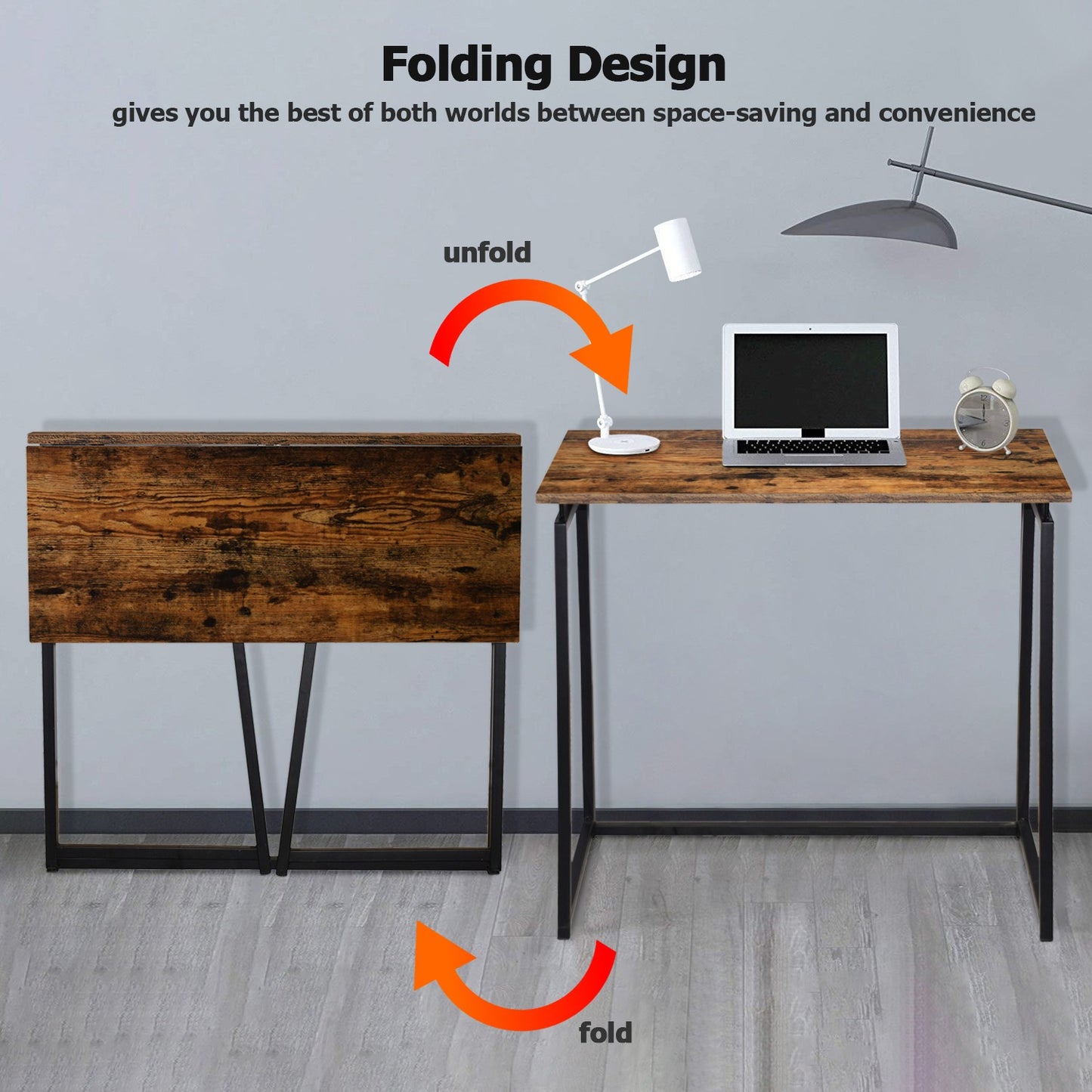Compact No-Assembly Folding Desk for Small Space Office & Home